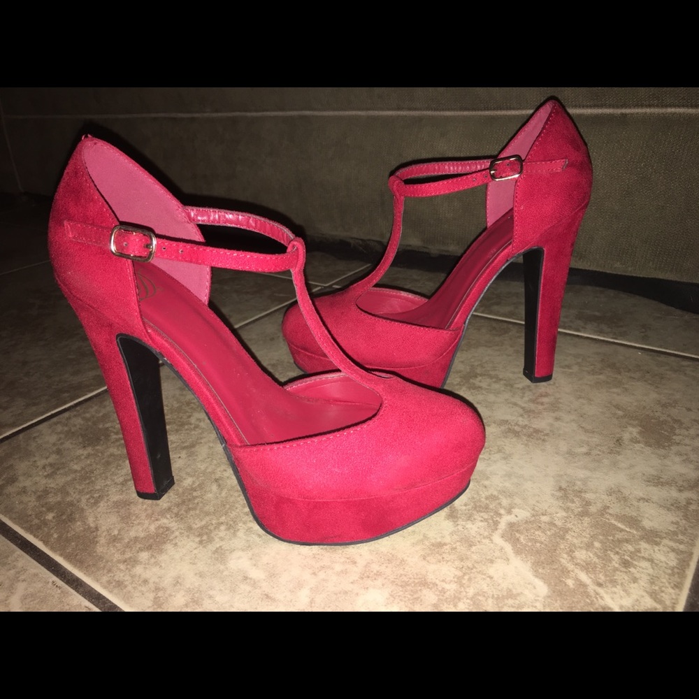 Red high heels.